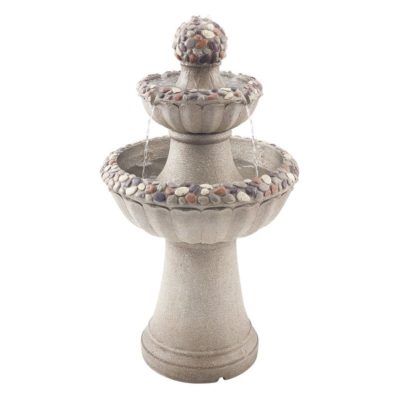 2-Tier Outdoor Water Fountain with Pump, Rock Style Garden Waterfall Fountain image number 7