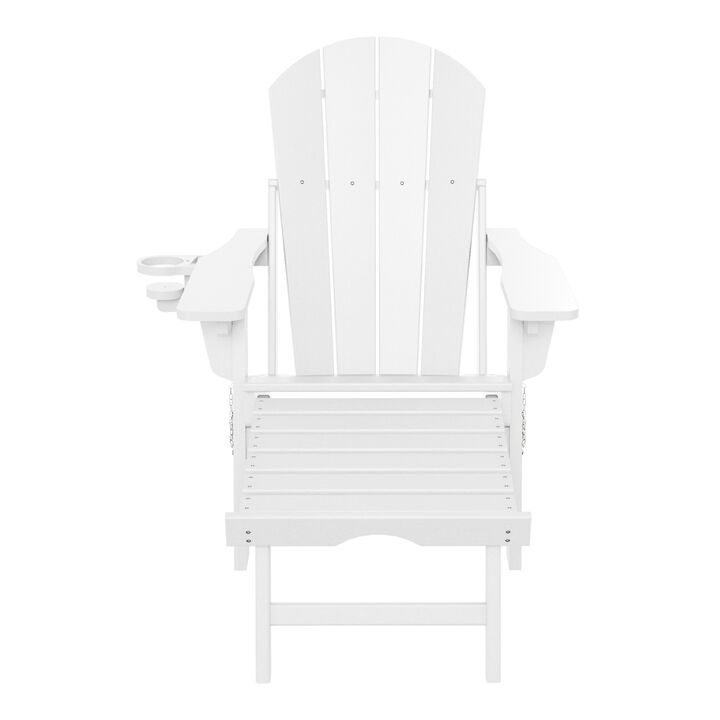 WestinTrends Folding Adjustable Adirondack Chair with Retractable Ottoman and Cup Holder