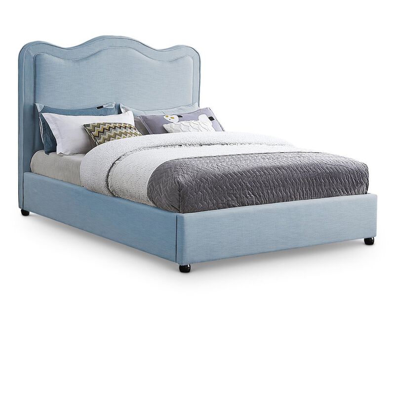 Meridian Furniture Felix Light Blue Linen Textured Fabric King Bed