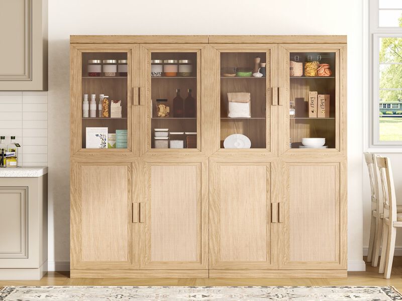 Simple Glass Cabinet Door Decoration Storage Cabinet Combination Cabinet with 6-Story Shelves