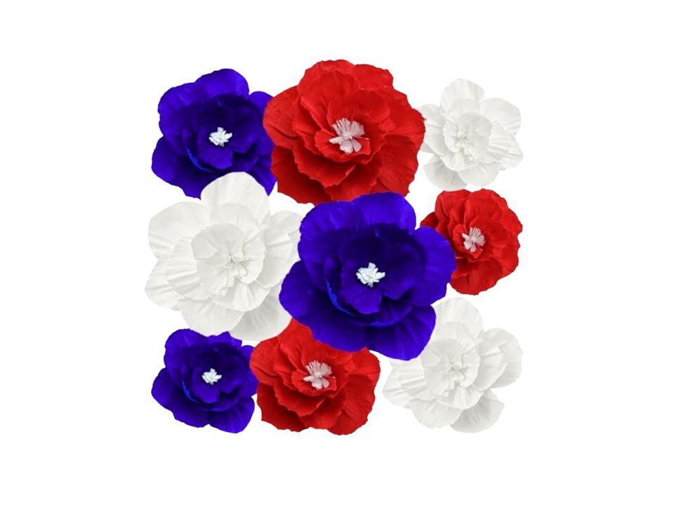 9 Pack Tissue Paper Flowers Crepe Floral Decor Baby Shower Bridal Wedding Party