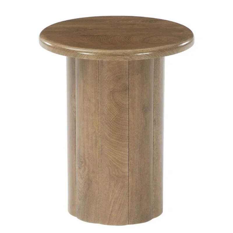Round Farmhouse Side Table Nightstand with Fluted Base, End Table image number 0