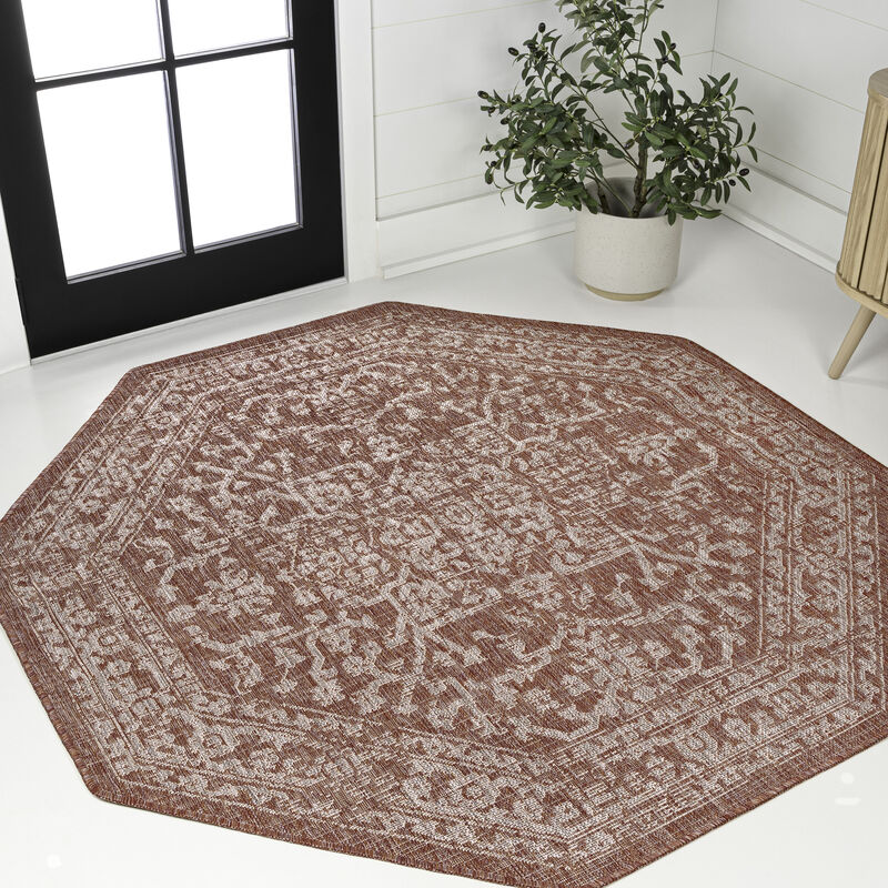 Malta Bohemian Medallion Textured Weave Octagon Indoor/Outdoor Area Rug