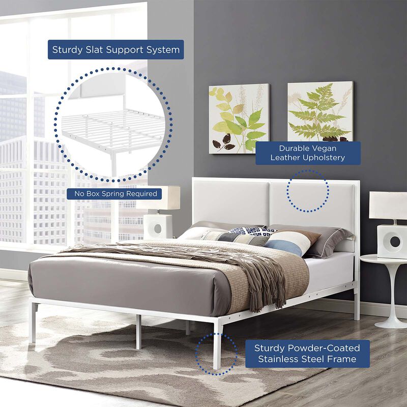 Modway - Della King Vinyl Bed White image number 5