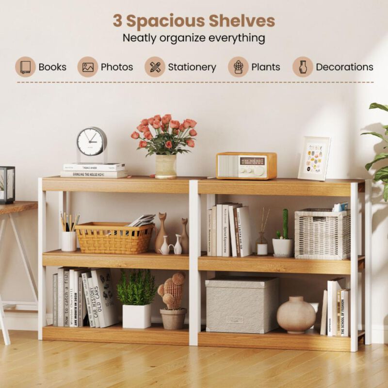 Hivvago 3 Tier Bookshelf Wooden Bookcase with Dual Anti-Tipping Kits