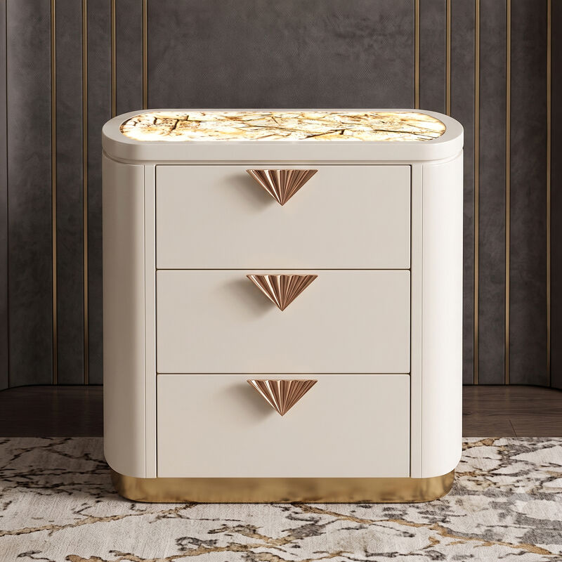 Calvessara Gloss 3-Drawer LED Nightstand image number 1