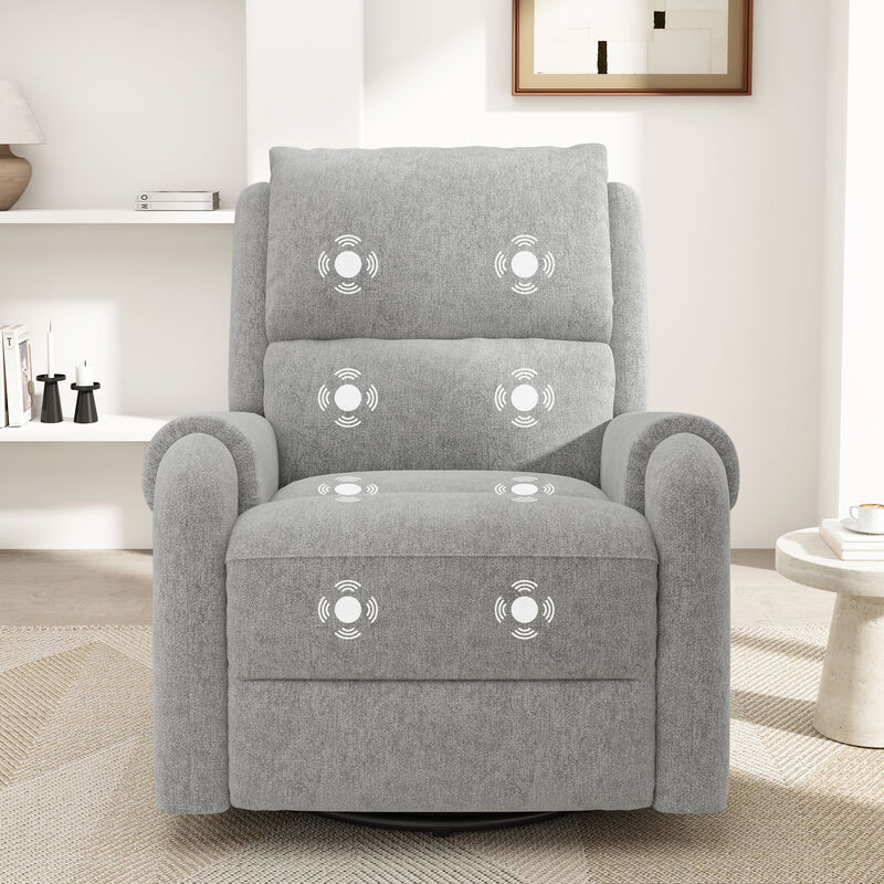 Merax Manual Swivel Rocker Massage Recliner Chair with Chenille Upholstery image number 3