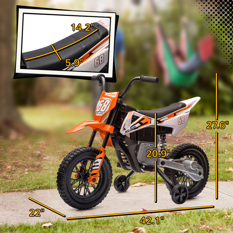 BreeBe 12V Kids Electric Motorcycle w/ Twist Grip Throttle, Training Wheels, Rear Suspension & Music image number 2