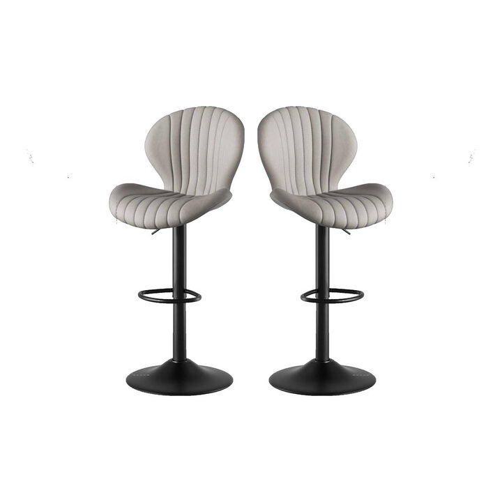 Modern Upholstered Fabric Swivel Bar Stools Set of 2