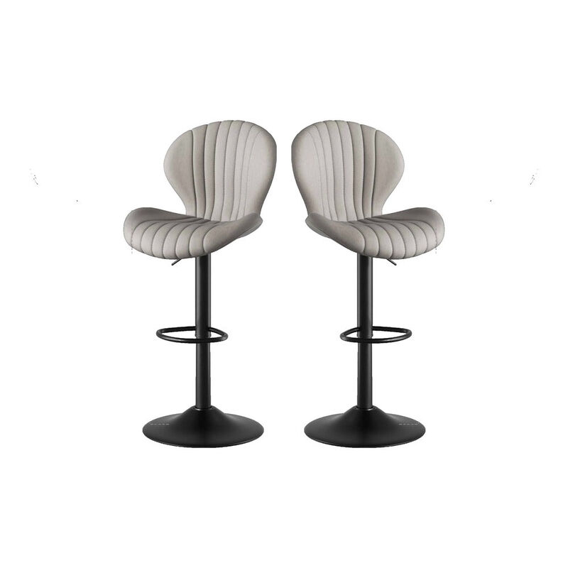 Modern Upholstered Fabric Swivel Bar Stools Set of 2 image number 0