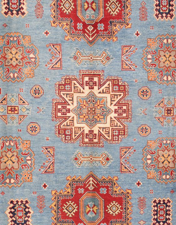 Pasargad Home Tribal Hand-Knotted Wool L. Blue/Ivory Area Rug- 8' 2'' X 9'11''