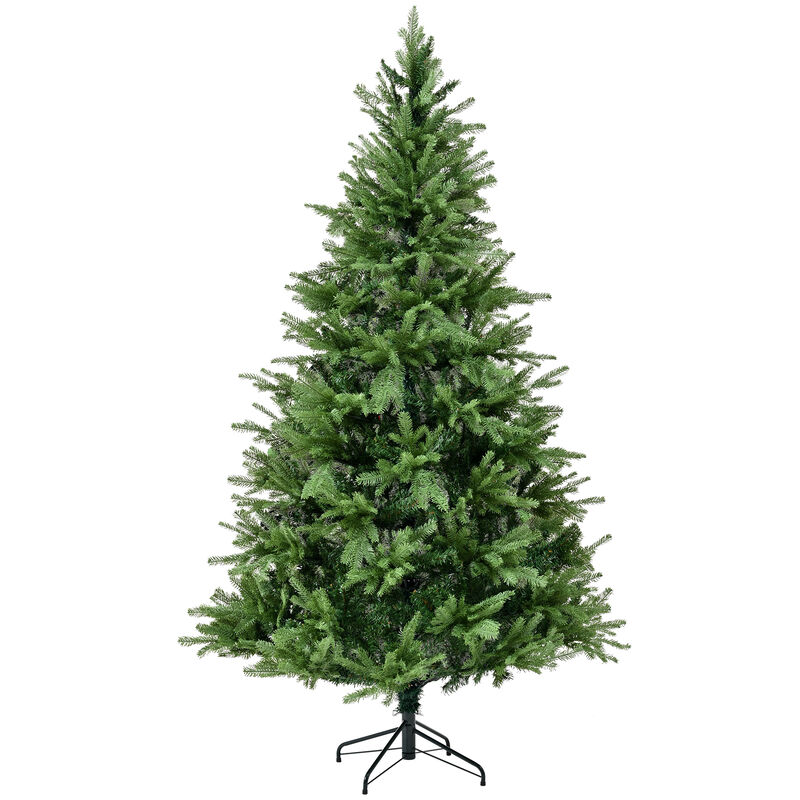 Whisen Premium Unlit Green 7FT PE PVC Mixed Christmas Tree Hinged Design, Dense Branches Realistic Look