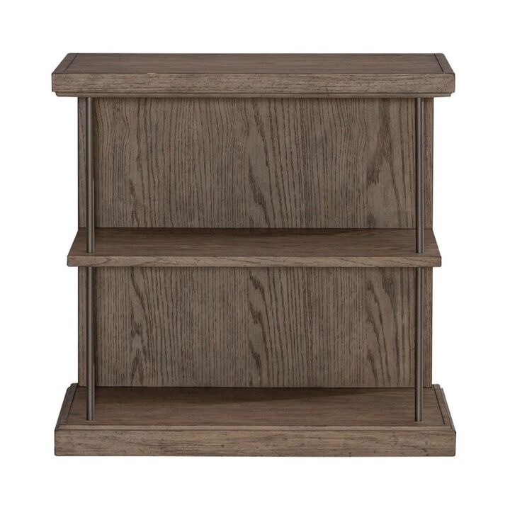 Liberty Furniture City Scape Metal Accent Oak Wood Chair Side Table for Living Room, Beige