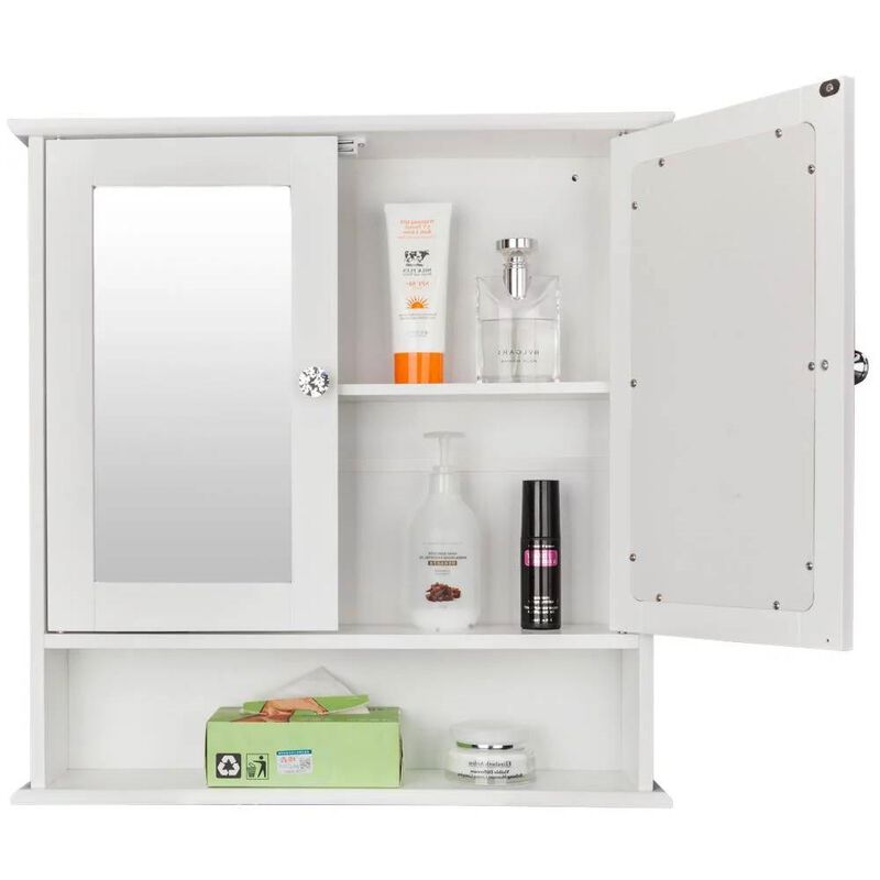 2-Door Wall Mounted Bathroom Medicine Cabinet with Mirror