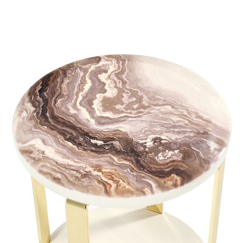 Michael Amini Ariana Chairside Table - Gold