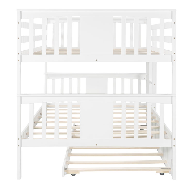 Merax Full over Full Bunk Bed with Twin Size Trundle and Ladder