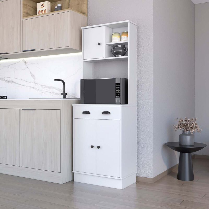 Palmer 2-Door Cabinet Microwave Kitchen Pantry in White