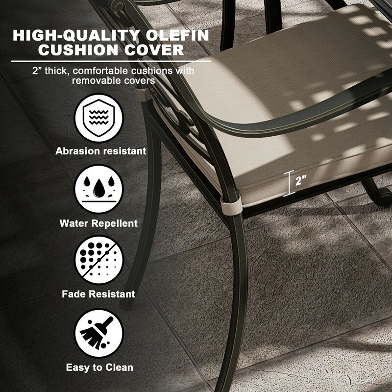 Mondawe 4 Piece Cast Aluminum Outdoor Dining Chairs with Cushion