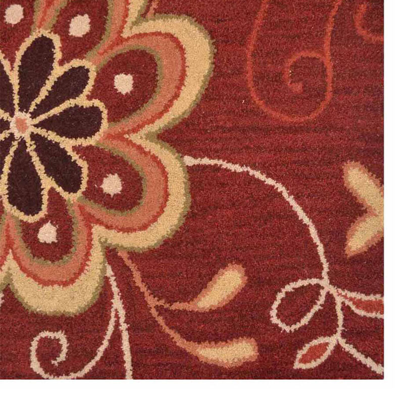 RUGSOTIC CARPETS HAND TUFTED WOOL ECO-FRIENDLY AREA RUGS  - 5'x8', Rectangle Shape, Red, Floral Modern Design, High Pile Thick Handmade Anti Skid Area Rugs for Living Room, Bed Room (K00656)