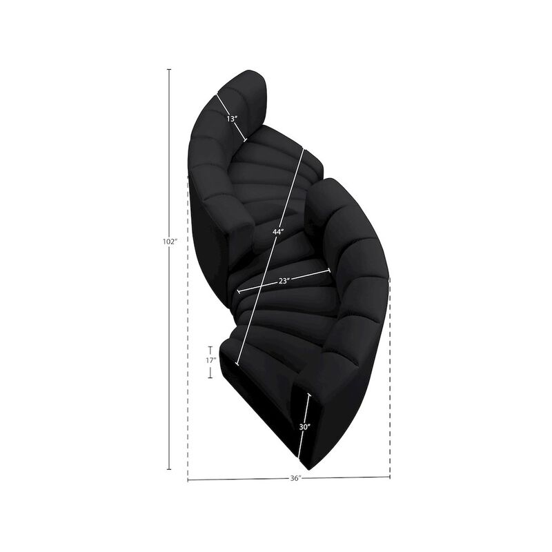 Meridian Furniture Arc Black Vegan Leather Modular Sofa