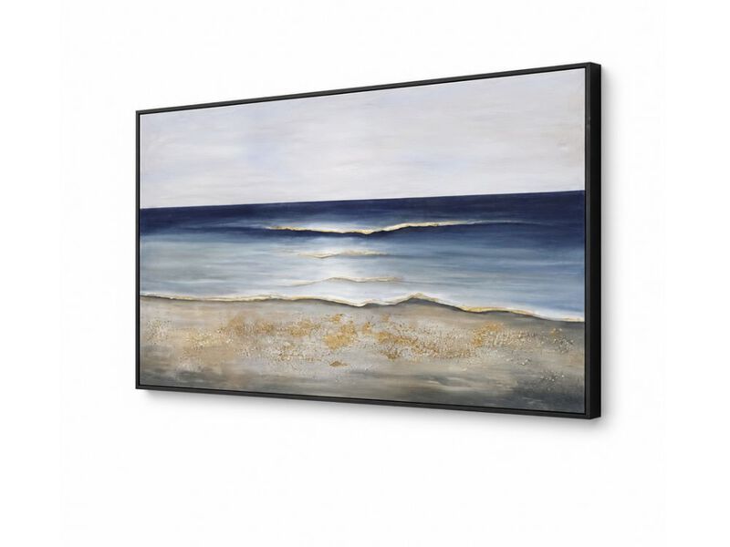 Ocean Wall Art Large Framed Decor Blue Gold Aesthetic Living Room Bedroom Dining image number 0