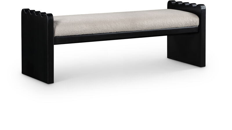 Meridian Furniture Sonia Beige Velour Fur Fabric Bench
