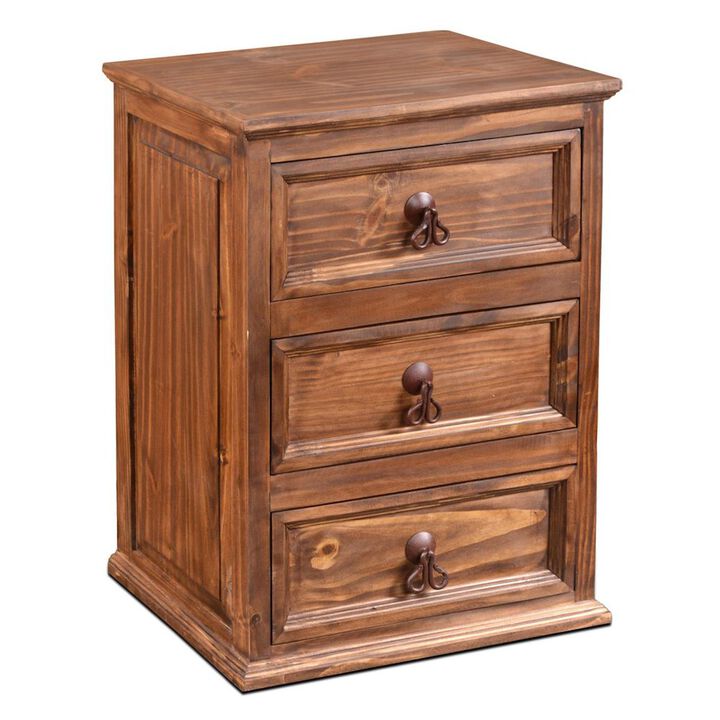 Crafters and Weavers Set of 2 Montclare 3 Drawer Nightstand - Brown Wax