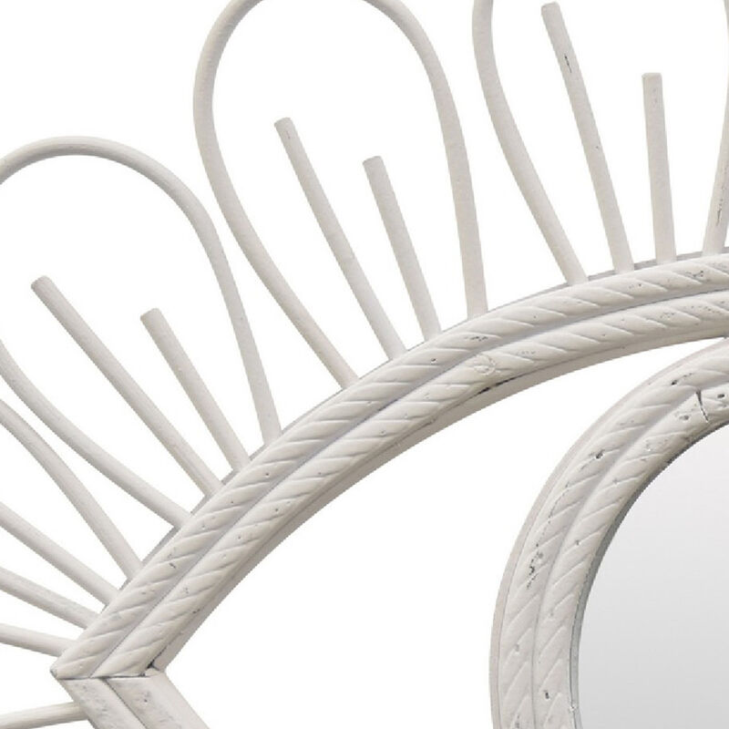 Davie Eye-Shaped Wall Mirror with Loop Details, White Natural Fiber image number 4