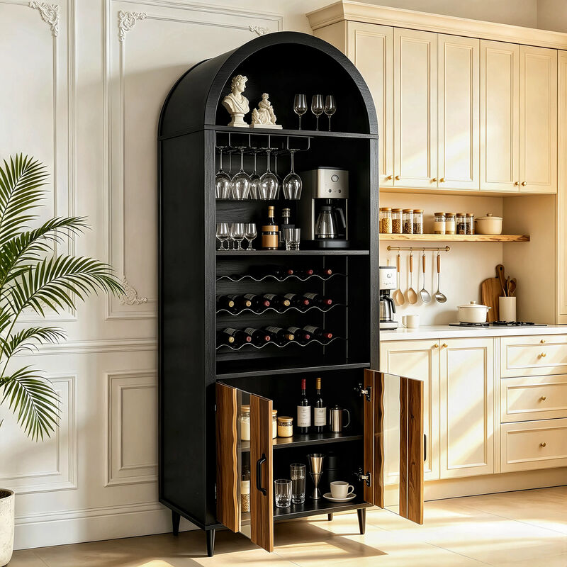 Farmhouse 71" Arched Wine Bar Display Cabinet image number 8