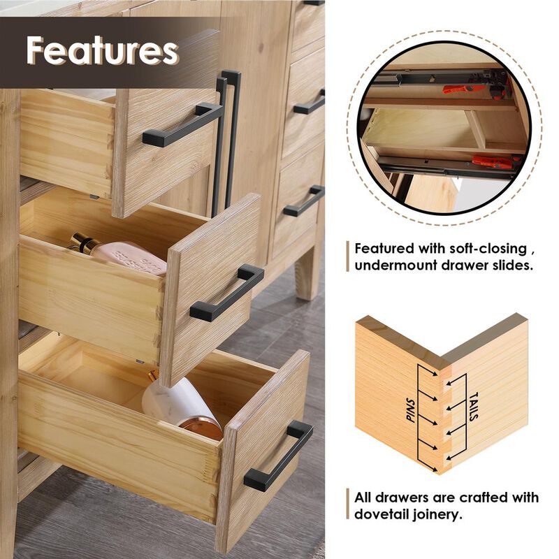 Altair Double Bathroom Cabinet Vanity Base in Top and Sink, no Mirror