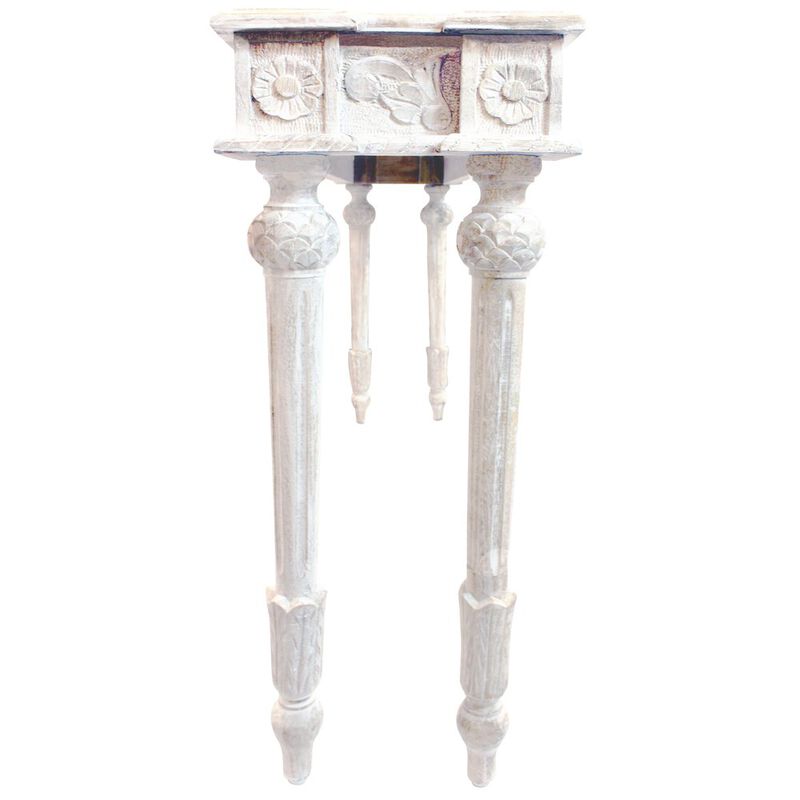 Alex Hamilton Tigard Console in Antique White with Handcarved Detailing