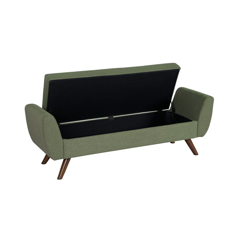 Rae Storage Bench Ottoman with Arms, Olive Green Woven Fabric, 60 Inch image number 2
