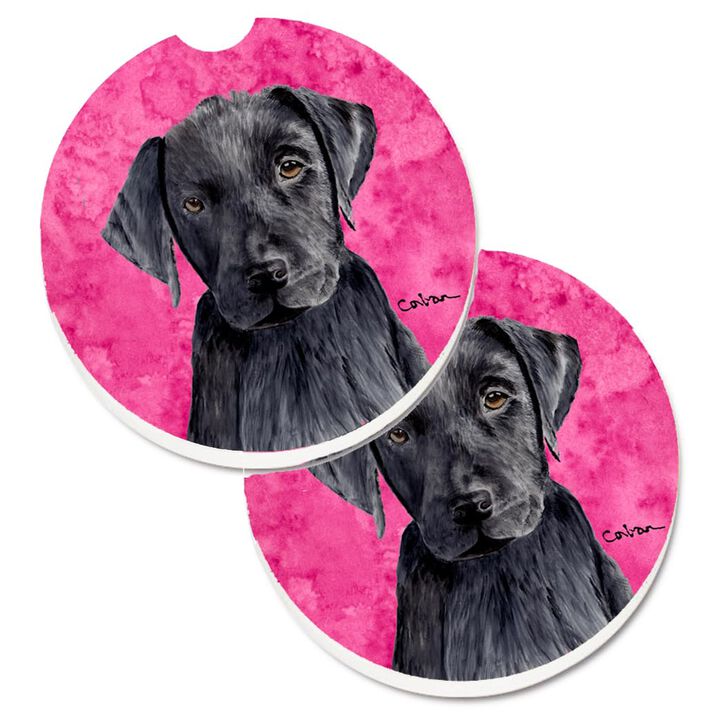 Caroline's Treasures Pink Labrador Set of 2 Cup Holder Car Coasters SC9136PKCARC, 2.56, Multicolor