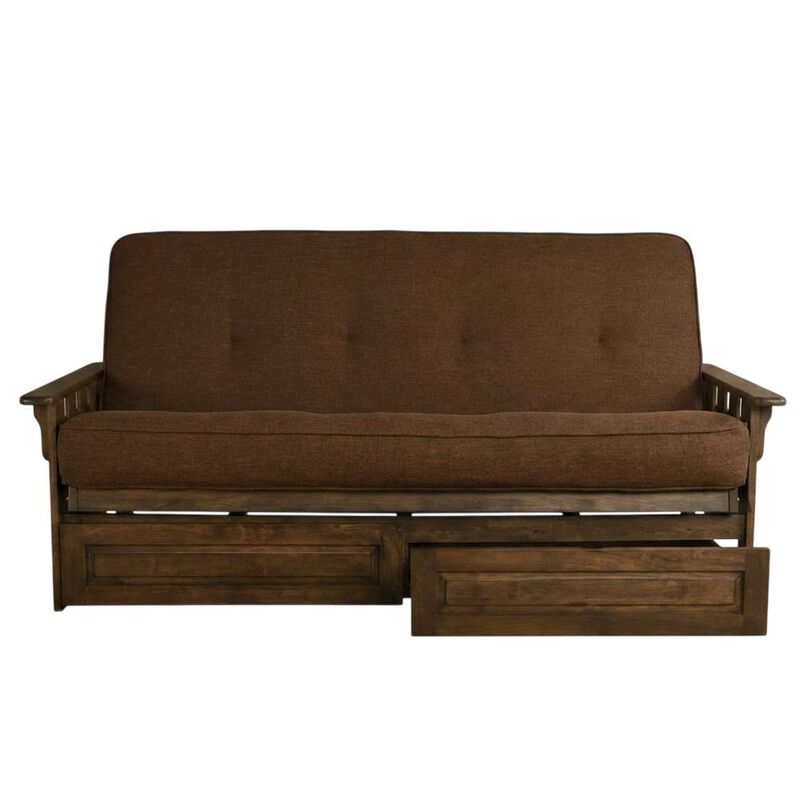 Tucson Frame-Rustic Walnut Finish-Linen Cocoa Mattress-Storage Drawers image number 3