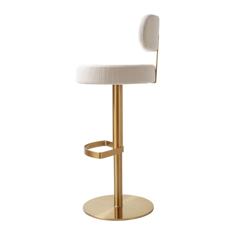 Tov Furniture Primrose Cream Textured Performance Fabric Adjustable Stool image number 3