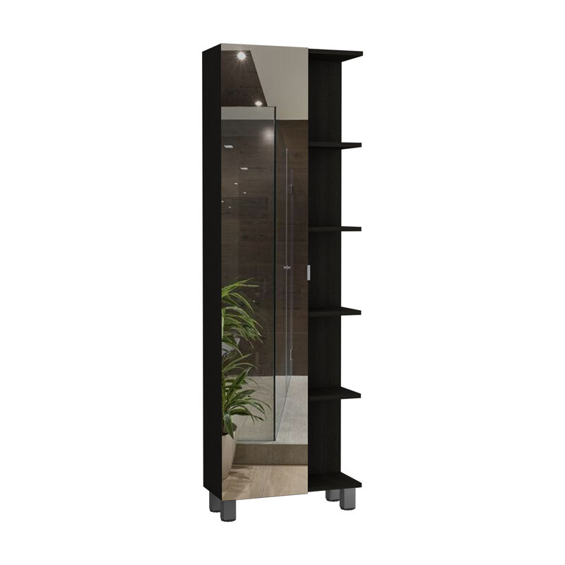 Venus Mirror Linen Single Door Cabinet image number 0