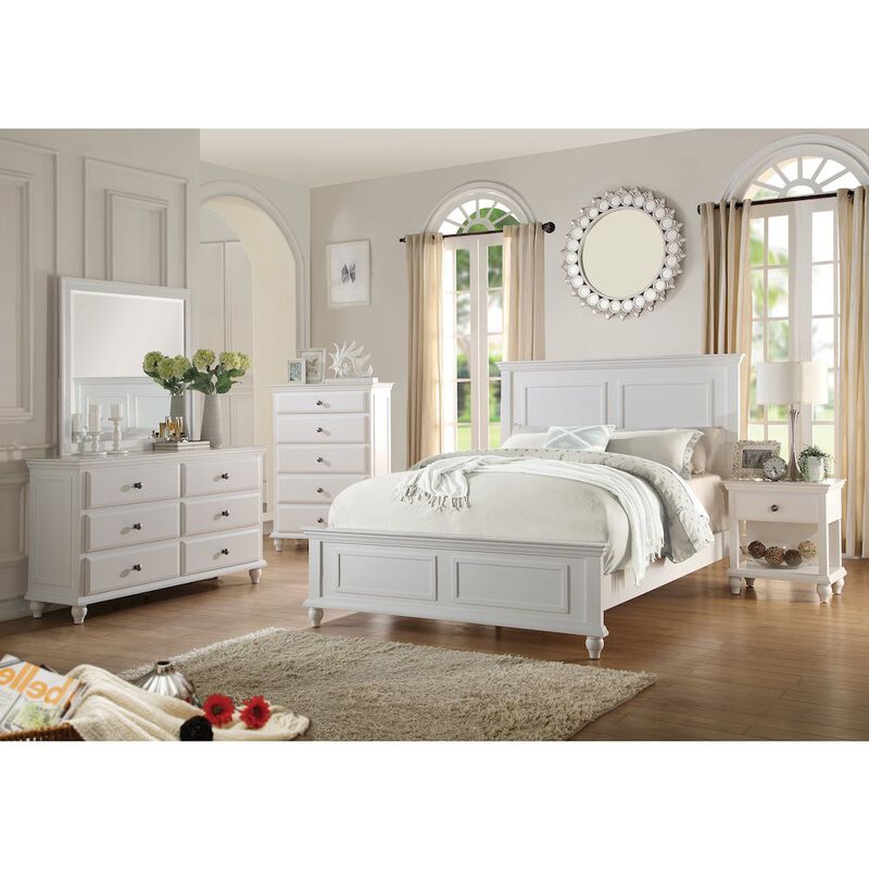 Simple Relax White Wood Bed image number 1