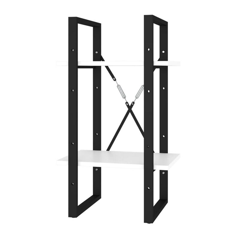 Zoe Standing Bookshelf, 28 Inch Tall, 2 Shelves, Black and White - Benzara image number 3