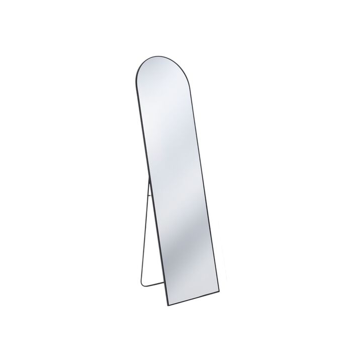 HomeRoots 59" Black Metal Arch Wall Mounted Leaning Or Freestanding Framed Full Length Mirror