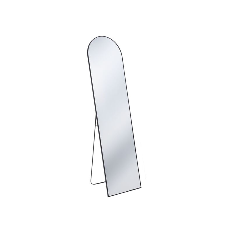 HomeRoots 59" Black Metal Arch Wall Mounted Leaning Or Freestanding Framed Full Length Mirror image number 0
