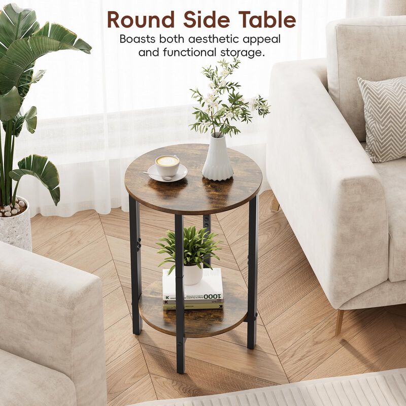 Vagusicc Side Tables Small End Tables, Set of 2 Half Round Side Table for Living Room, 2 Tier Small Couch Side Table, Small Roun
