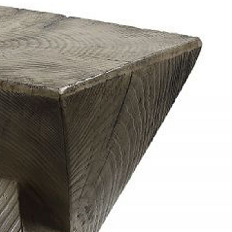 17 Inch Accent Table, Heavy-Duty Durability Cement, Weathered Oak Brown