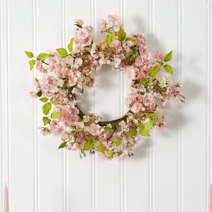 Nearly Natural 24-in Cherry Blossom Wreath