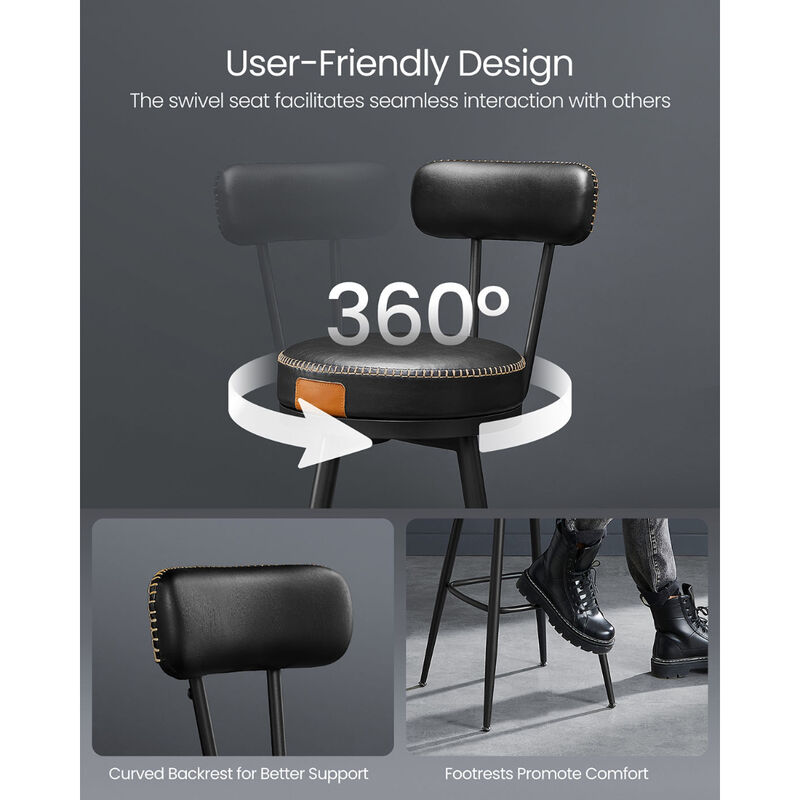 Comfortable Bar Stools Set of 2 for Dining Room or Counter Seating