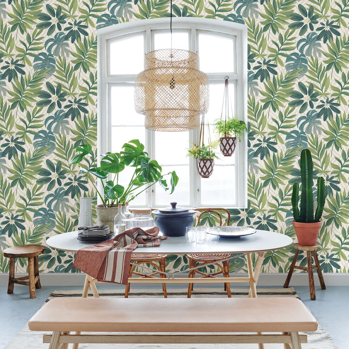 Nocturnum Green Leaves Wallpaper (Set of 2)