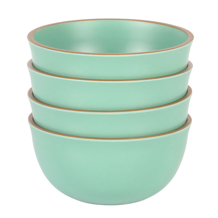 Gibson Home Rockabye 4 Piece 6.1 Inch Melamine Cereal Bowl Set in Matte Green