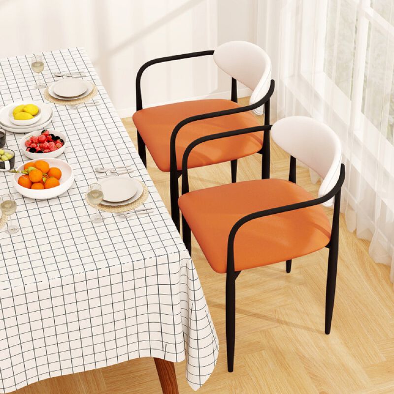Modern Set of 2 Dining Chairs with Curved Back & Comfortable Padded Seats image number 3