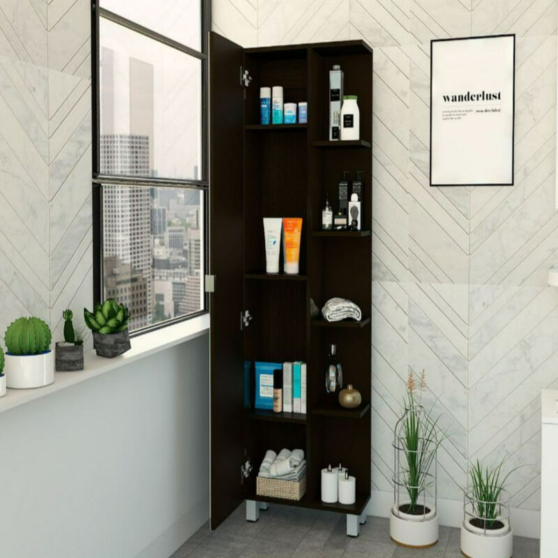 Mirror Linen Cabinet Reno, Bathroom, Black