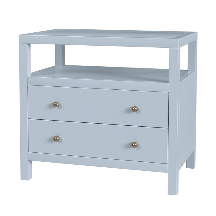 Butler Specialty Nora 28 in. W 2 Drawer Wide Nightstand with Open Shelf, Light Blue