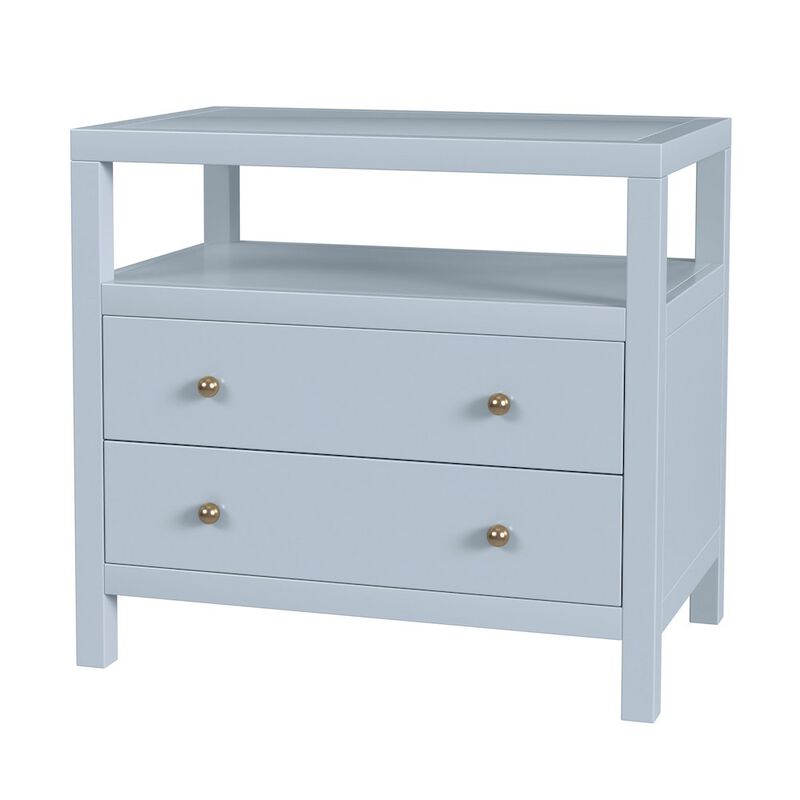 Butler Specialty Nora 28 in. W 2 Drawer Wide Nightstand with Open Shelf, Light Blue image number 0